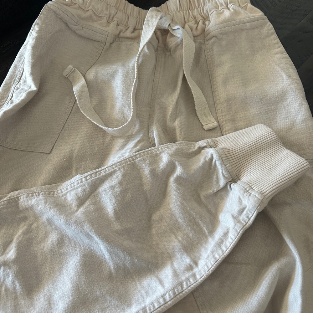 Dress Forum Cream Linen Cotton Joggers - Picture 3 of 9